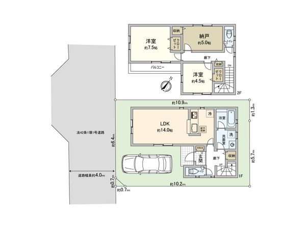相武台3丁目 新築戸建 1号棟 間取図(平面図) 相武台3丁目 新築戸建 1号棟 間取図(平面図)