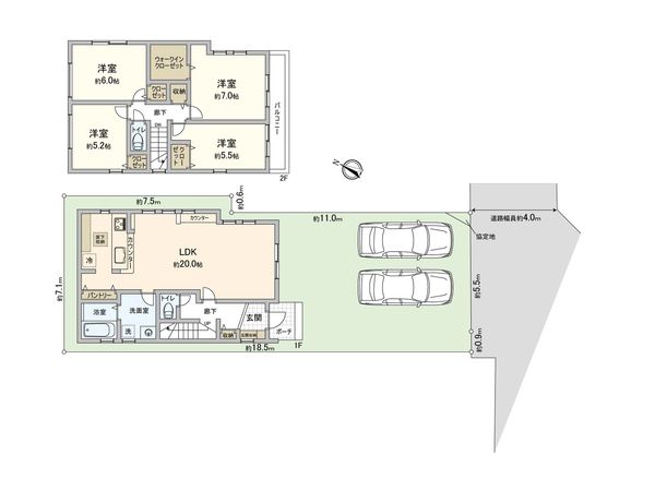 南区相武台3丁目 新築戸建 4号棟 間取図(平面図) 南区相武台3丁目 新築戸建 4号棟 間取図(平面図)