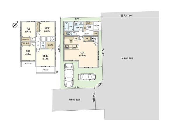 相南1丁目 新築戸建 2号棟 間取図(平面図) 相南1丁目 新築戸建 2号棟 間取図(平面図)