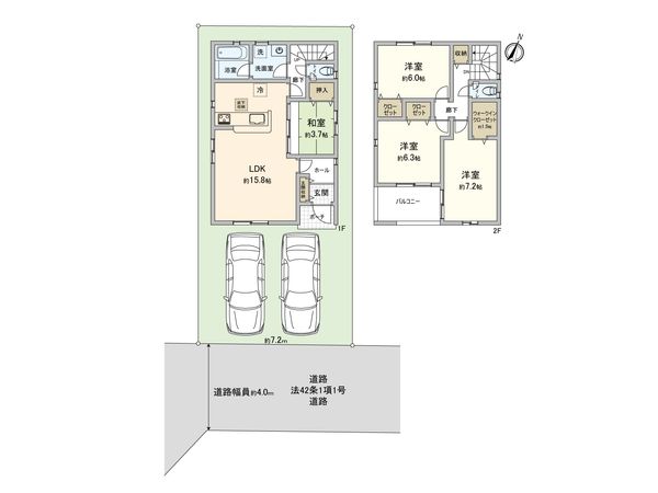 栗原中央1丁目 新築戸建 1号棟 間取図(平面図) 栗原中央1丁目 新築戸建 1号棟 間取図(平面図)