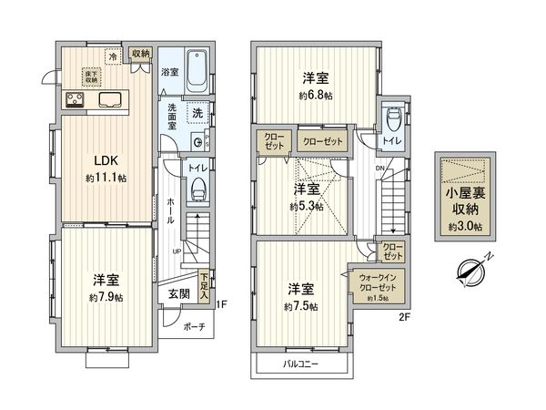 若松4丁目 戸建 間取図(平面図) 若松4丁目 戸建 間取図(平面図)