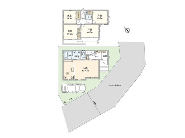 上鶴間1丁目 新築戸建B号棟 間取図(平面図) 間取図(平面図)