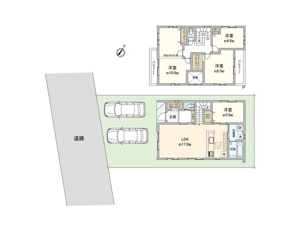 新磯野3丁目 新築戸建2号棟 間取図(平面図)