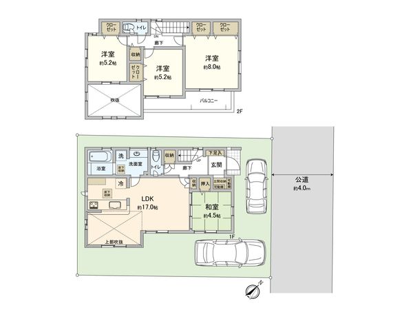 御園2丁目 新築戸建 1号棟 間取図(平面図) 間取図(平面図)