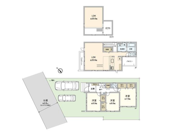 御園2丁目 新築戸建 2号棟 間取図(平面図) 間取図(平面図)