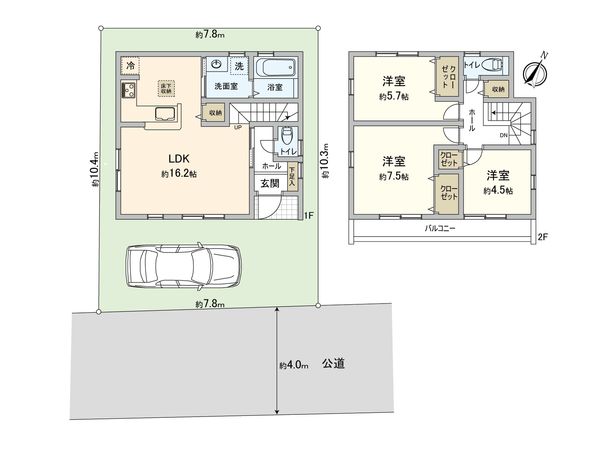 東林間7丁目 新築戸建 1号棟 間取図(平面図) 東林間7丁目 新築戸建 1号棟 間取図(平面図)