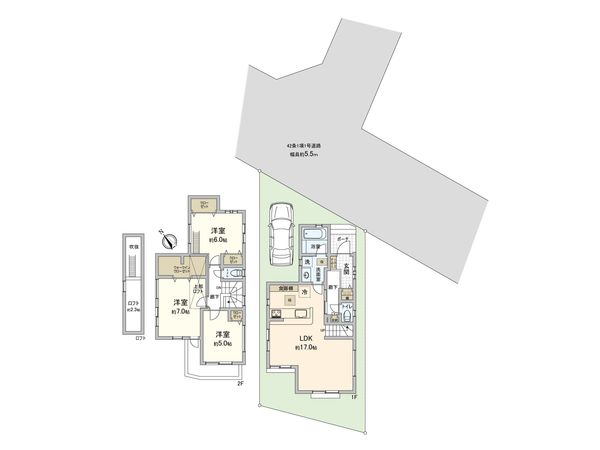大野台4丁目 新築戸建 3号棟 間取図(平面図) 間取図(平面図)
