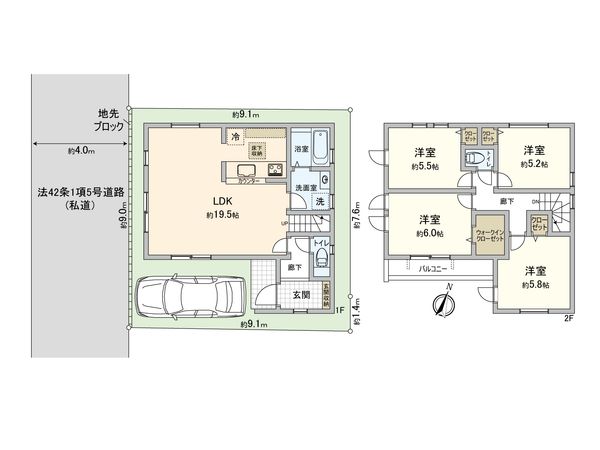 旭町 新築戸建 間取図(平面図)