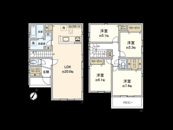 上鶴間1丁目 新築戸建1号棟 間取図(平面図) 上鶴間1丁目 新築戸建1号棟 間取図(平面図)