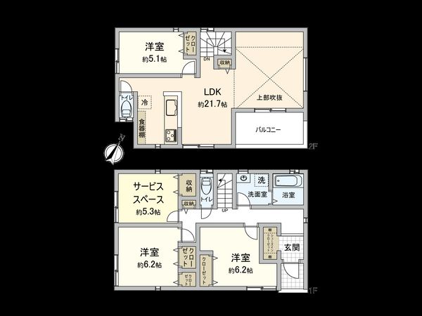 上鶴間1丁目 新築戸建2号棟 間取図(平面図) 上鶴間1丁目 新築戸建2号棟 間取図(平面図)
