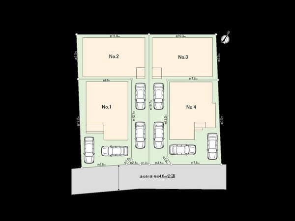 上鶴間1丁目 新築戸建4号棟 全体区画図 上鶴間1丁目 新築戸建4号棟 全体区画図