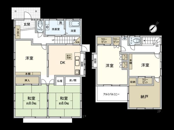 南台1丁目 戸建 間取図(平面図) 南台1丁目 戸建 間取図(平面図)