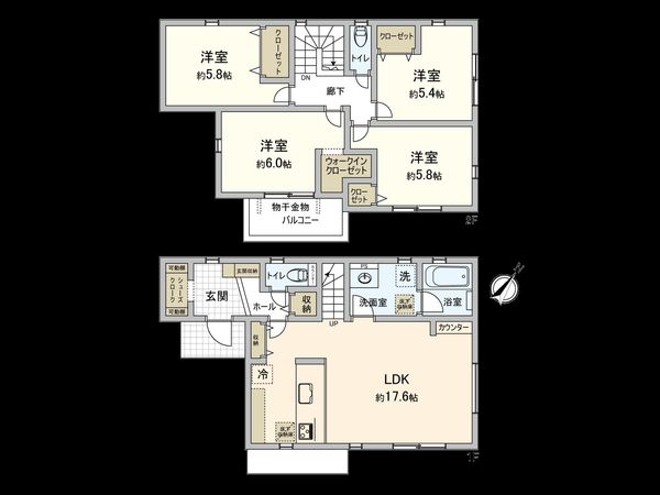 座間市相武台2丁目 戸建 間取図(平面図) 座間市相武台2丁目 戸建 間取図(平面図)