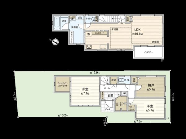 上鶴間2丁目 戸建 間取図(平面図) 上鶴間2丁目 戸建 間取図(平面図)