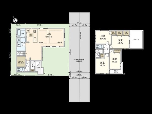 御園1丁目 新築戸建 間取図(平面図) 御園1丁目 新築戸建 間取図(平面図)