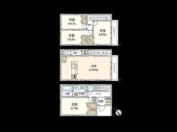 相武台3丁目 新築戸建 間取図(平面図) 相武台3丁目 新築戸建 間取図(平面図)