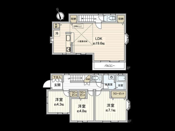 上鶴間2丁目 戸建 間取図(平面図) 上鶴間2丁目 戸建 間取図(平面図)