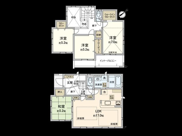 御園2丁目 新築戸建 間取図(平面図) 御園2丁目 新築戸建 間取図(平面図)