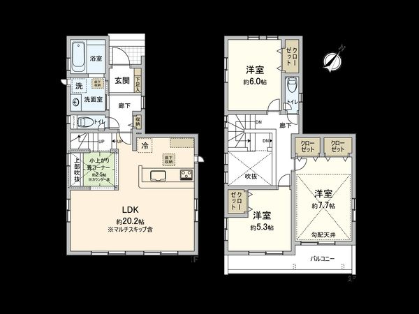 相模台6丁目 新築戸建2号棟 間取図(平面図) 相模台6丁目 新築戸建2号棟 間取図(平面図)