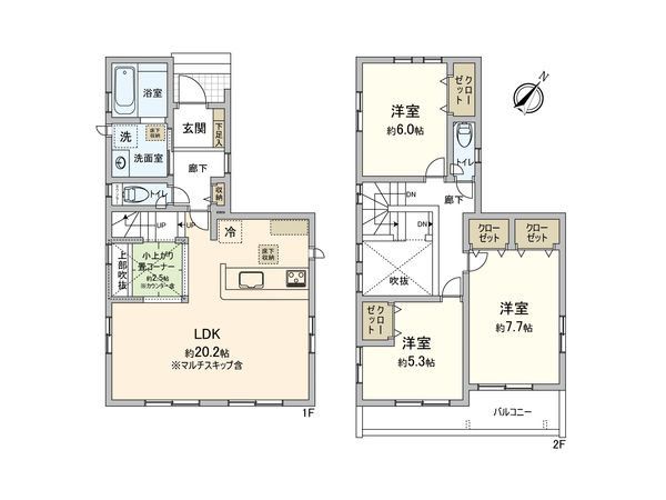 相模台6丁目 新築戸建2号棟 間取図(平面図) 相模台6丁目 新築戸建2号棟 間取図(平面図)