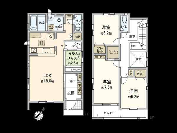 南台4丁目 新築戸建号棟 間取図(平面図) 南台4丁目 新築戸建号棟 間取図(平面図)