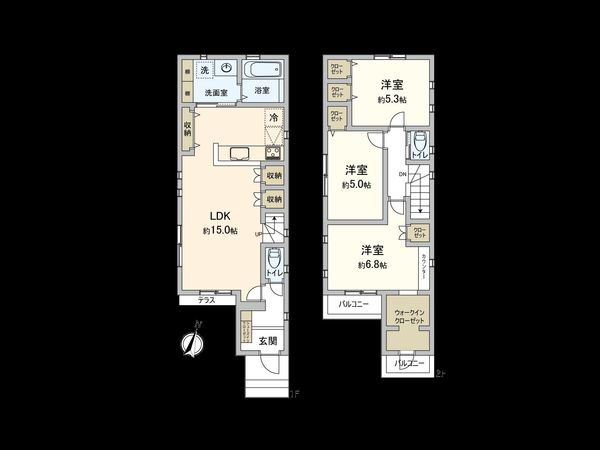御園3丁目 戸建 A号棟 間取図(平面図) 御園3丁目 戸建 A号棟 間取図(平面図)