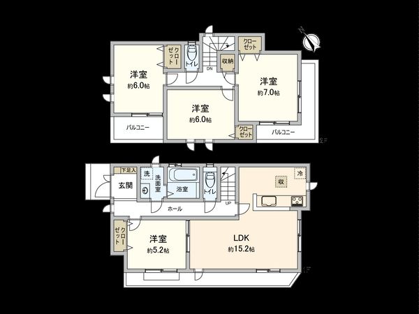 御園5丁目 新築戸建 間取図(平面図) 御園5丁目 新築戸建 間取図(平面図)