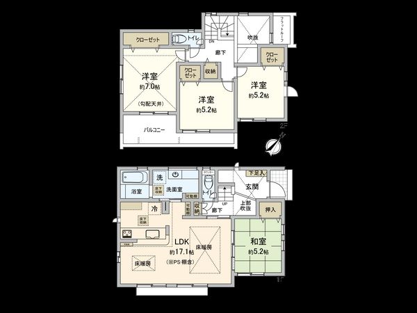 東大沼1丁目 新築戸建 1号棟 間取図(平面図) 東大沼1丁目 新築戸建 1号棟 間取図(平面図)