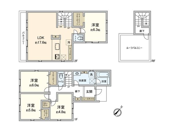 南台1丁目 新築戸建1号棟 間取図(平面図) 南台1丁目 新築戸建1号棟 間取図(平面図)