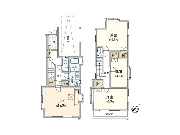 東林間1丁目 戸建 間取図(平面図) 東林間1丁目 戸建 間取図(平面図)