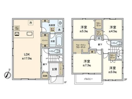 新磯野1丁目 新築戸建 間取図(平面図)