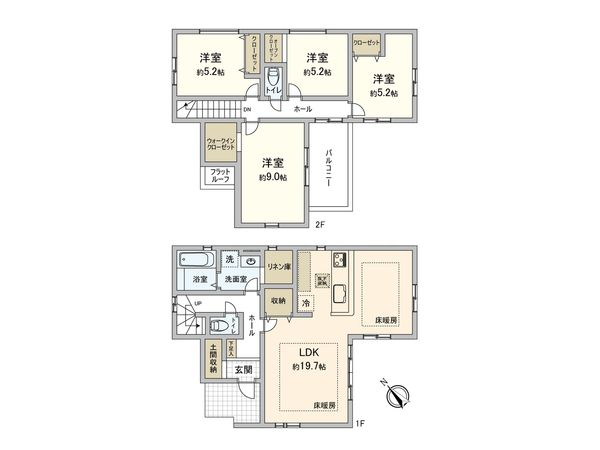 御園2丁目新築戸建 1号棟 間取図(平面図) 御園2丁目新築戸建 1号棟 間取図(平面図)