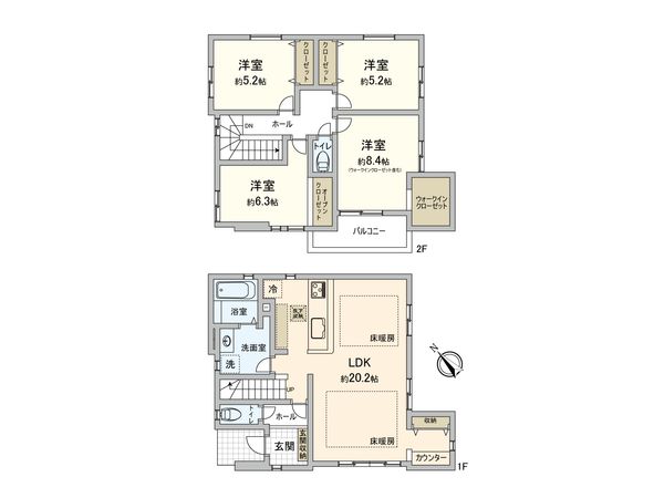 御園2丁目新築戸建 2号棟 間取図(平面図) 御園2丁目新築戸建 2号棟 間取図(平面図)