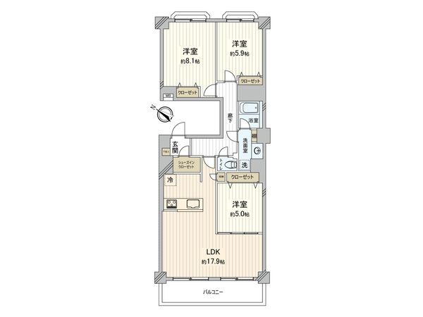 ルネ東林間 C棟 間取図(平面図) ルネ東林間 C棟 間取図(平面図)
