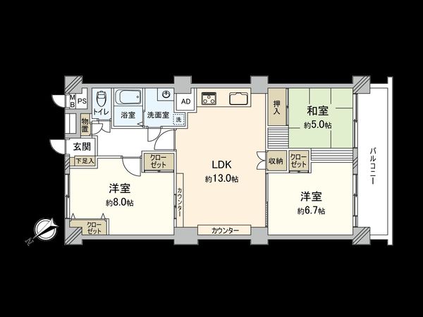 相模原南台ハイツ 間取図(平面図) 相模原南台ハイツ 間取図(平面図)