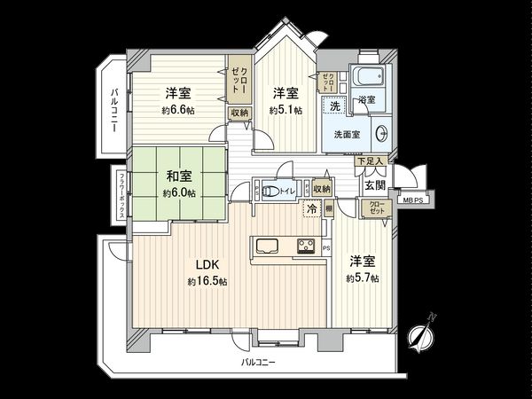 コスモ相模原スカイエッセ 間取図(平面図) コスモ相模原スカイエッセ 間取図(平面図)