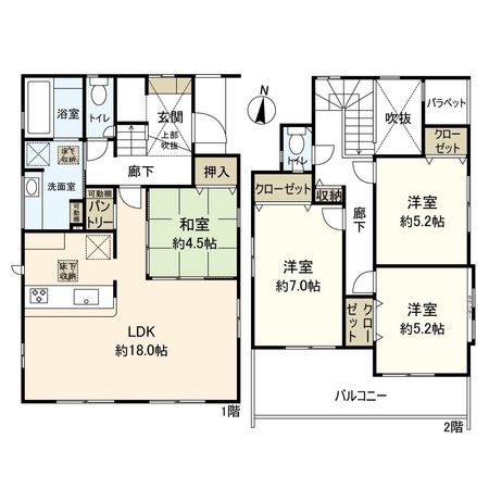 平塚市黒部丘 新築戸建 2号棟 間取図(平面図)