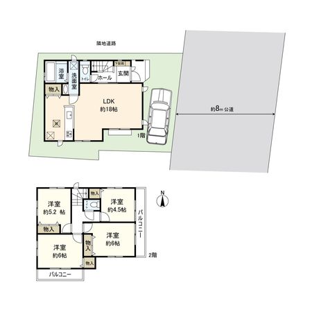 平塚市龍城ケ丘 新築戸建 B号棟 間取図(平面図) 平塚市龍城ケ丘 新築戸建 B号棟 間取図(平面図)