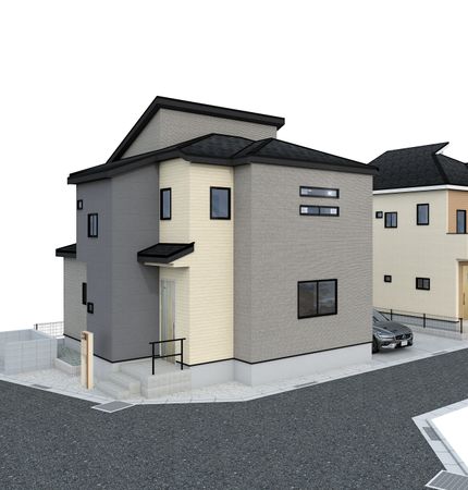 平塚市纒 新築戸建 1号棟 外観パース図 平塚市纒 新築戸建 1号棟 外観パース図