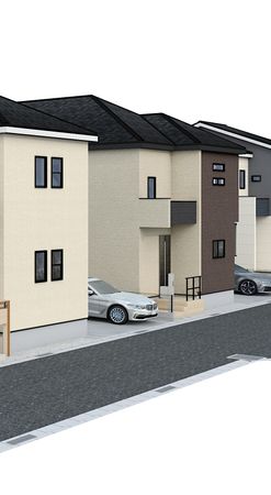 平塚市纒 新築戸建 3号棟 外観パース図 平塚市纒 新築戸建 3号棟 外観パース図