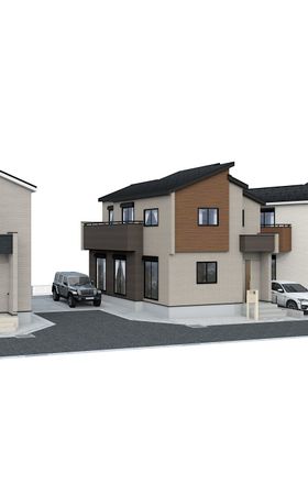 平塚市纒 新築戸建 9号棟 外観パース図 平塚市纒 新築戸建 9号棟 外観パース図