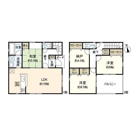 平塚市豊田小嶺 新築戸建 1号棟 間取図(平面図)