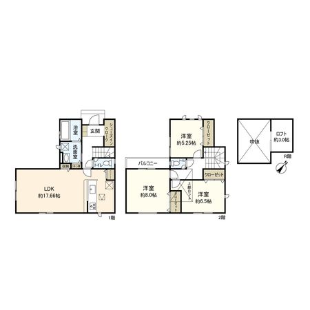 平塚市札場町 新築戸建 1号棟 間取図(平面図)