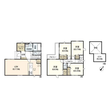 平塚市札場町 新築戸建 2号棟 間取図(平面図)