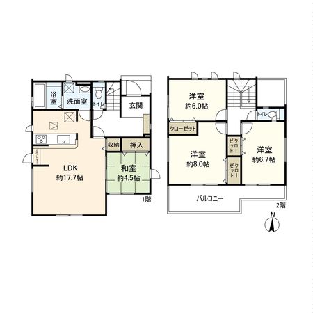 平塚市南金目 新築戸建 1号棟 間取図(平面図) 平塚市南金目 新築戸建 1号棟 間取図(平面図)