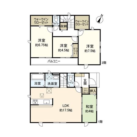 平塚市南原3丁目 新築戸建 2号棟 間取図(平面図) 平塚市南原3丁目 新築戸建 2号棟 間取図(平面図)