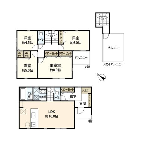 平塚市諏訪町 新築戸建 1号棟 間取図(平面図) 平塚市諏訪町 新築戸建 1号棟 間取図(平面図)