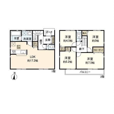 平塚市南金目 新築戸建 12号棟 間取図(平面図) 平塚市南金目 新築戸建 12号棟 間取図(平面図)