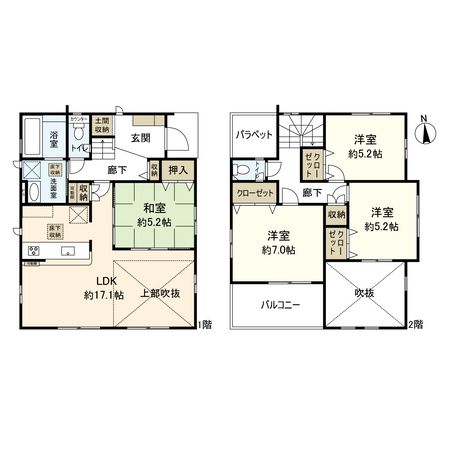 平塚市横内 新築戸建 間取図(平面図) 平塚市横内 新築戸建 間取図(平面図)