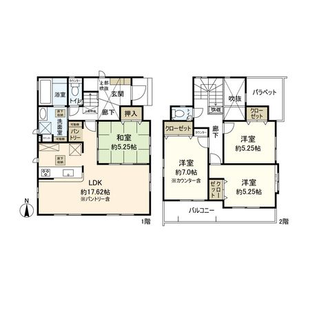 小田原市国府津 新築戸建 2号棟 間取図(平面図)